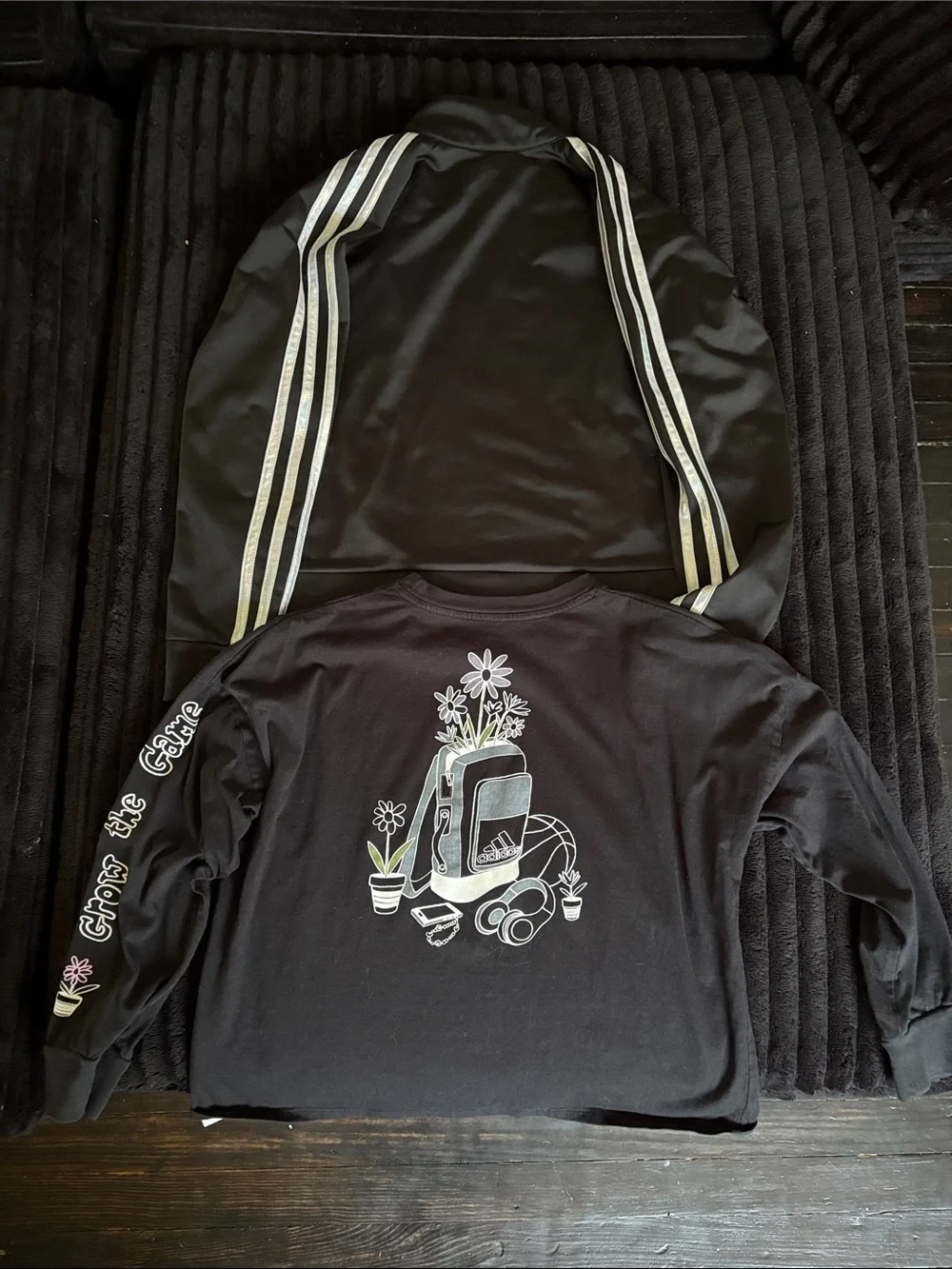 Adidas 3 Piece Set Jacket, Pants & Graphic Tee